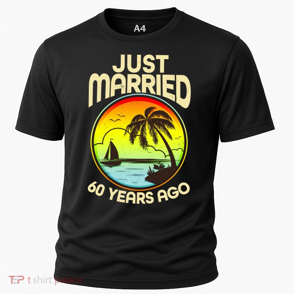 Vintage Tropical Just Married 60 Years Ago Anniversary Performance Shirt
