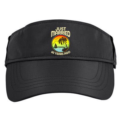 Vintage Tropical Just Married 60 Years Ago Anniversary Adult Drive Performance Visor