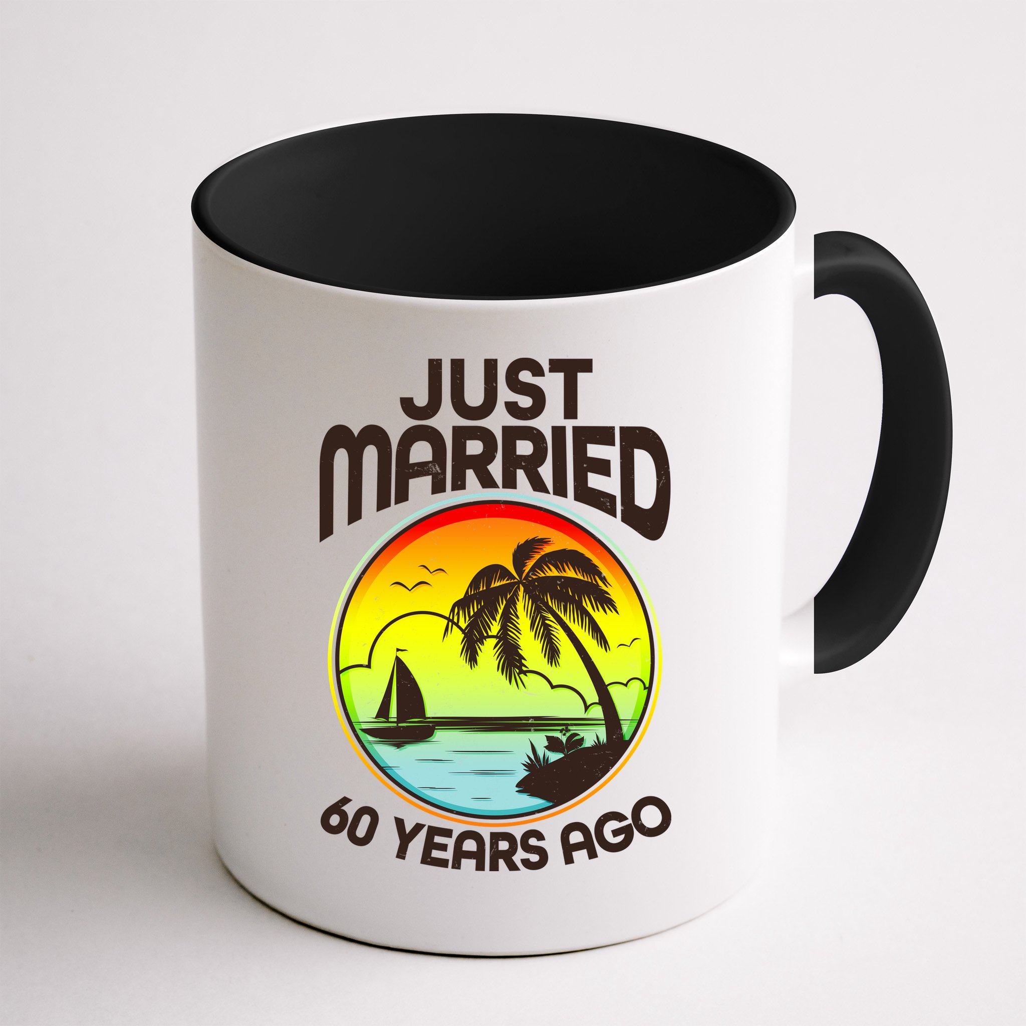 Vintage Tropical Just Married 60 Years Ago Anniversary Mug
