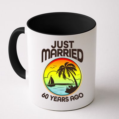 Vintage Tropical Just Married 60 Years Ago Anniversary Mug