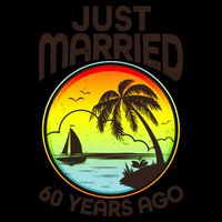Vintage Tropical Just Married 60 Years Ago Anniversary Mug