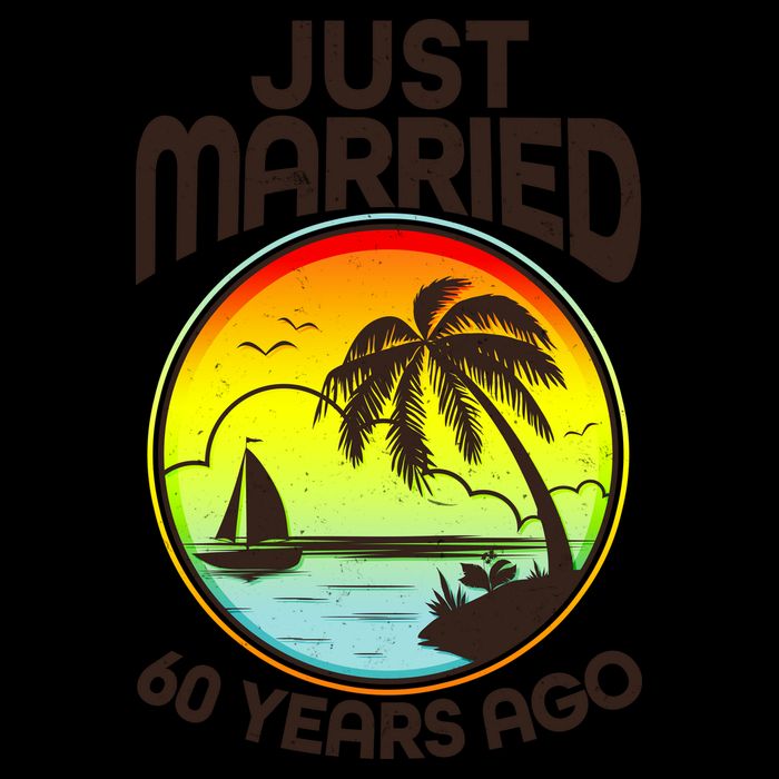 Vintage Tropical Just Married 60 Years Ago Anniversary Mug