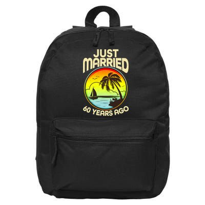 Vintage Tropical Just Married 60 Years Ago Anniversary 16 in Basic Backpack