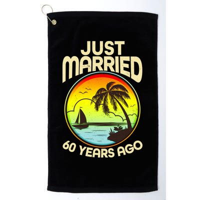 Vintage Tropical Just Married 60 Years Ago Anniversary Golf Towel