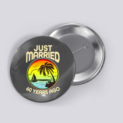 Vintage Tropical Just Married 60 Years Ago Anniversary Button