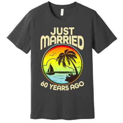 Vintage Tropical Just Married 60 Years Ago Anniversary Premium T-Shirt
