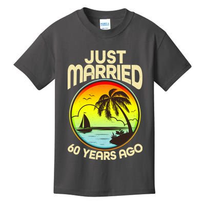 Vintage Tropical Just Married 60 Years Ago Anniversary Kids T-Shirt