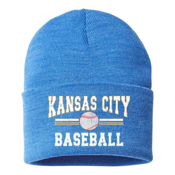 Vintage Team Kansas City Baseball Game Day Great Gift Sustainable Knit Beanie