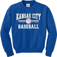 Vintage Team Kansas City Baseball Game Day Great Gift Kids Sweatshirt