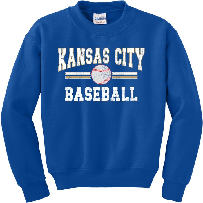 Vintage Team Kansas City Baseball Game Day Great Gift Kids Sweatshirt