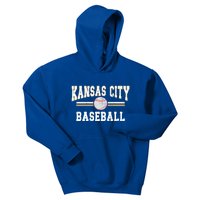 Vintage Team Kansas City Baseball Game Day Great Gift Kids Hoodie