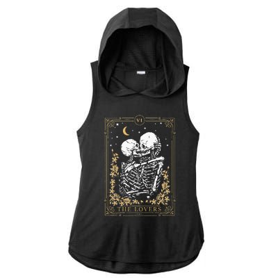 Vintage The Lovers Tarot Card Skeleton Halloween Loves Tarot Ladies PosiCharge Tri-Blend Wicking Draft Hoodie Tank