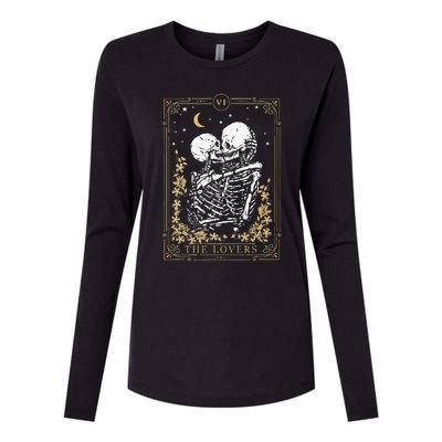 Vintage The Lovers Tarot Card Skeleton Halloween Loves Tarot Womens Cotton Relaxed Long Sleeve T-Shirt