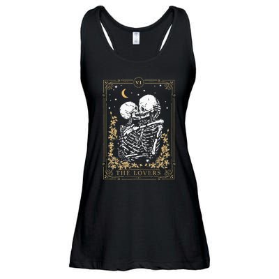 Vintage The Lovers Tarot Card Skeleton Halloween Loves Tarot Ladies Essential Flowy Tank