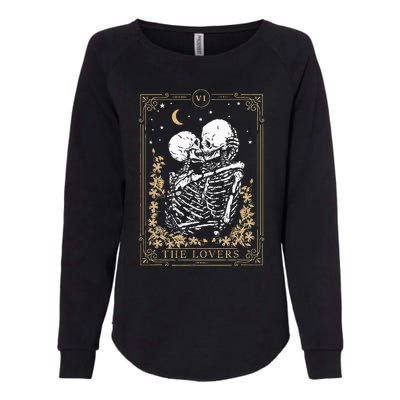 Vintage The Lovers Tarot Card Skeleton Halloween Loves Tarot Womens California Wash Sweatshirt