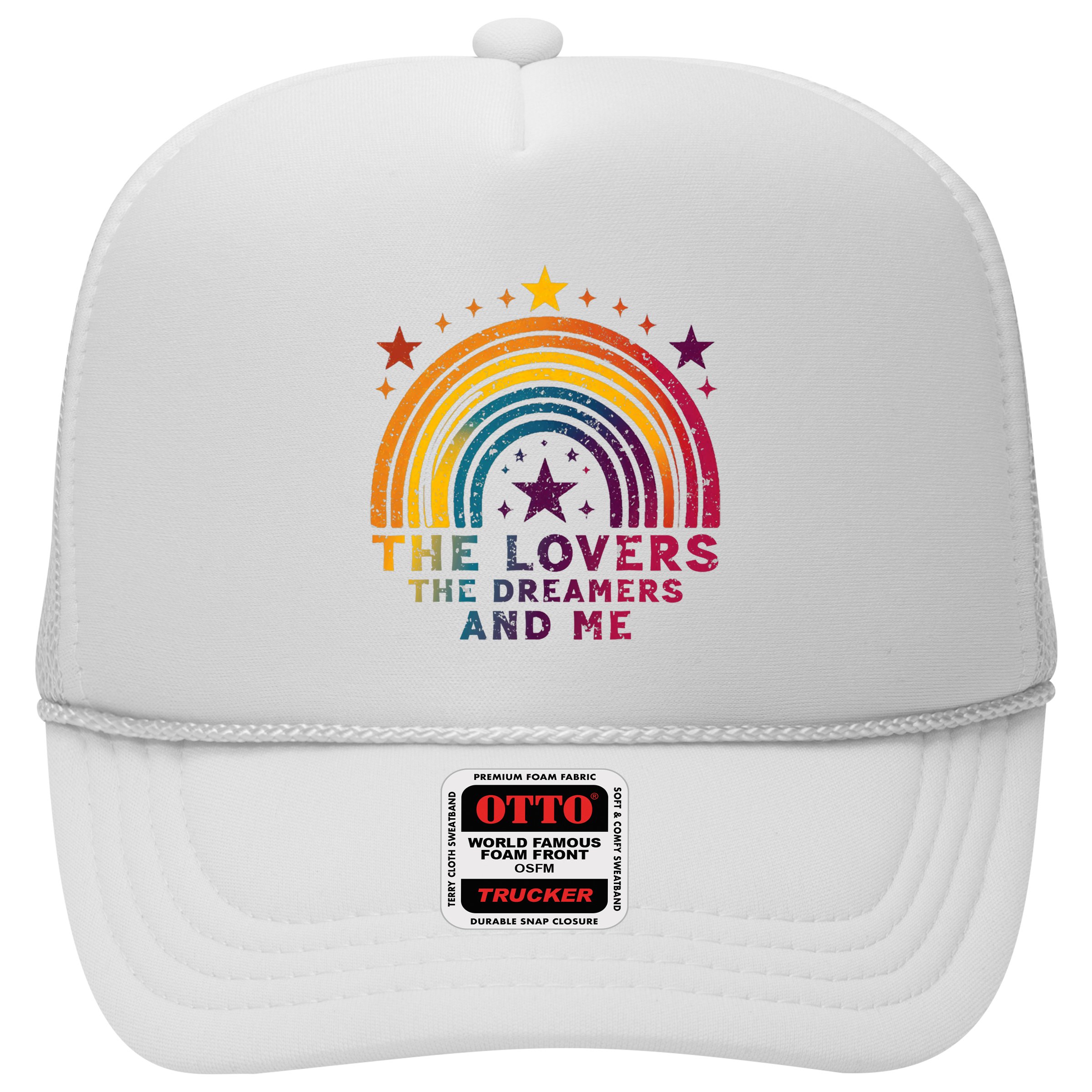 Vintage The Lovers The Dreamers And Me Funny Rainbow Quotes Hat