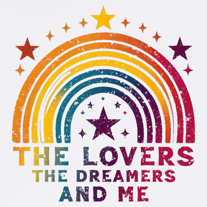 Vintage The Lovers The Dreamers And Me Funny Rainbow Quotes Hat