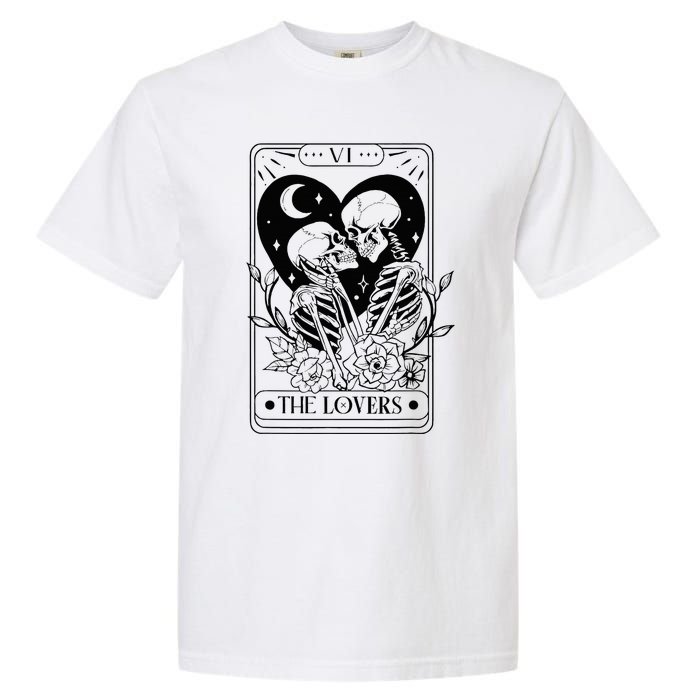 Vintage The Lovers Tarot Card Skeleton Skull Loves Tarot Garment-Dyed Heavyweight T-Shirt