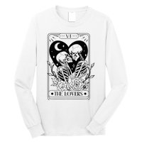 Vintage The Lovers Tarot Card Skeleton Skull Loves Tarot Long Sleeve Shirt