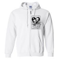 Vintage The Lovers Tarot Card Skeleton Skull Loves Tarot Full Zip Hoodie