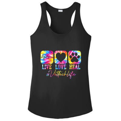 Vet Tech Live Love Heal Veterinary Technician Dog Rescue Ladies PosiCharge Competitor Racerback Tank