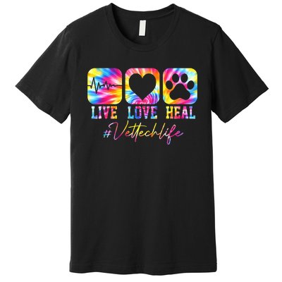 Vet Tech Live Love Heal Veterinary Technician Dog Rescue Premium T-Shirt