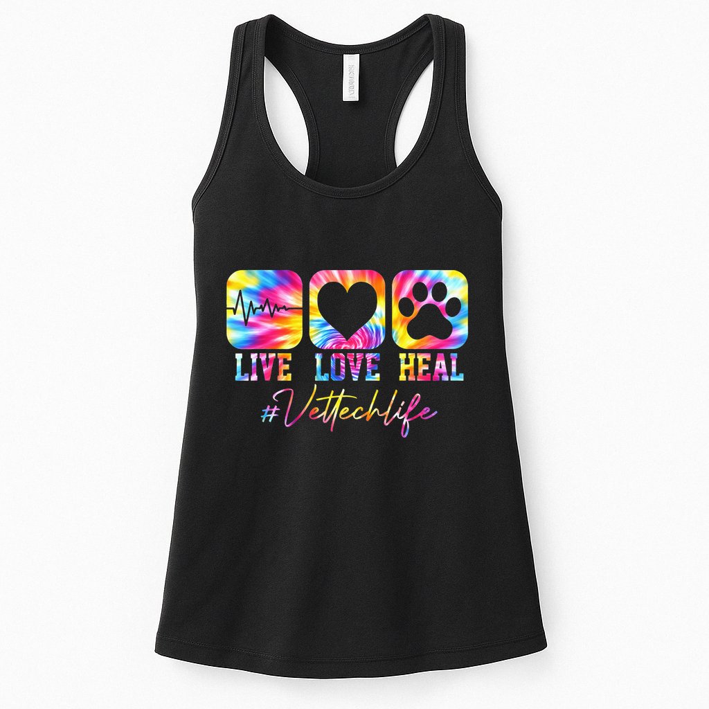 Vet Tech Live Love Heal Veterinary Technician Dog Rescue Womens Tank Top