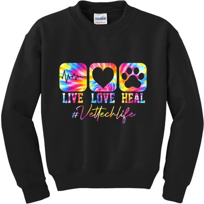 Vet Tech Live Love Heal Veterinary Technician Dog Rescue Kids Sweatshirt