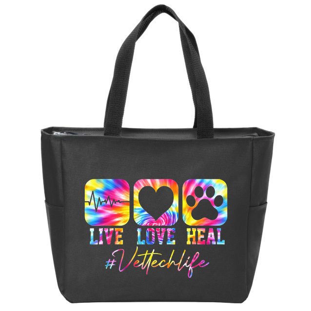 Vet Tech Live Love Heal Veterinary Technician Dog Rescue Zip Tote Bag