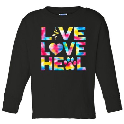 Vet Tech Live Love Heal Veterinary Technician Dog Rescue Toddler Long Sleeve Shirt