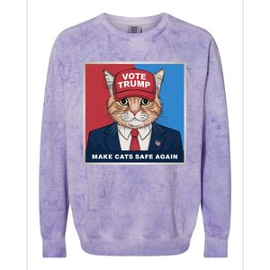 Vote Trump Make Cats Safe Again Republican Democratic Funny Gift Colorblast Crewneck Sweatshirt