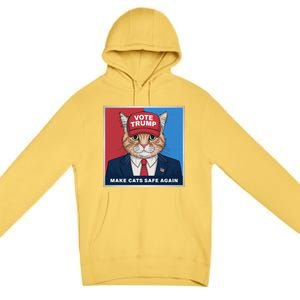 Vote Trump Make Cats Safe Again Republican Democratic Funny Gift Premium Pullover Hoodie