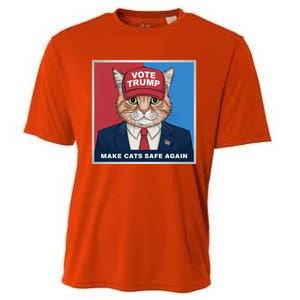 Vote Trump Make Cats Safe Again Republican Democratic Funny Gift Cooling Performance Crew T-Shirt