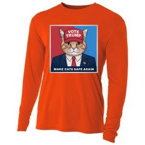 Vote Trump Make Cats Safe Again Republican Democratic Funny Gift Cooling Performance Long Sleeve Crew