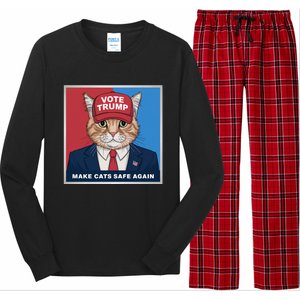 Vote Trump Make Cats Safe Again Republican Democratic Funny Gift Long Sleeve Pajama Set