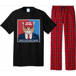 Vote Trump Make Cats Safe Again Republican Democratic Funny Gift Pajama Set