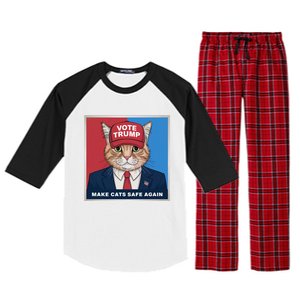 Vote Trump Make Cats Safe Again Republican Democratic Funny Gift Raglan Sleeve Pajama Set