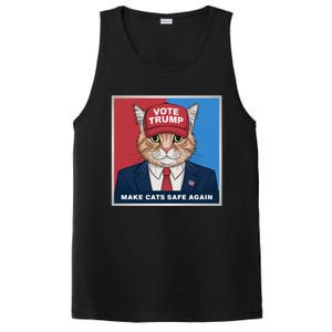 Vote Trump Make Cats Safe Again Republican Democratic Funny Gift PosiCharge Competitor Tank