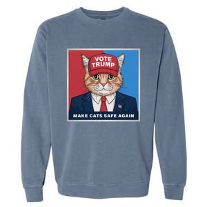 Vote Trump Make Cats Safe Again Republican Democratic Funny Gift Garment-Dyed Sweatshirt