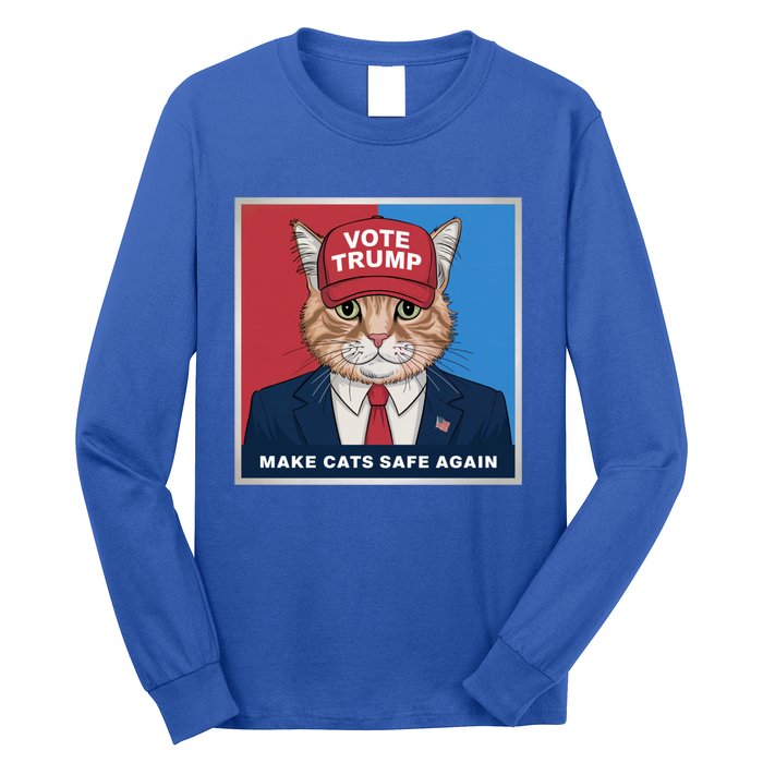 Vote Trump Make Cats Safe Again Republican Democratic Funny Gift Long Sleeve Shirt