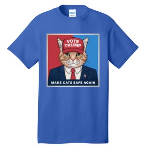 Vote Trump Make Cats Safe Again Republican Democratic Funny Gift Tall T-Shirt