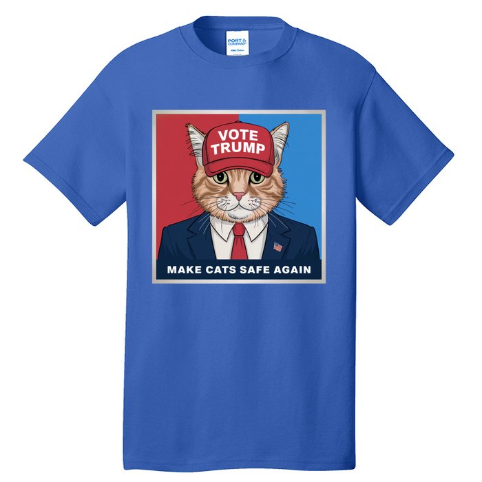 Vote Trump Make Cats Safe Again Republican Democratic Funny Gift Tall T-Shirt