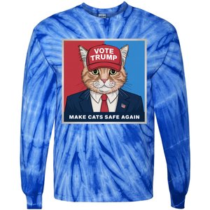 Vote Trump Make Cats Safe Again Republican Democratic Funny Gift Tie-Dye Long Sleeve Shirt