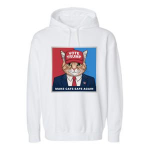 Vote Trump Make Cats Safe Again Republican Democratic Funny Gift Garment-Dyed Fleece Hoodie