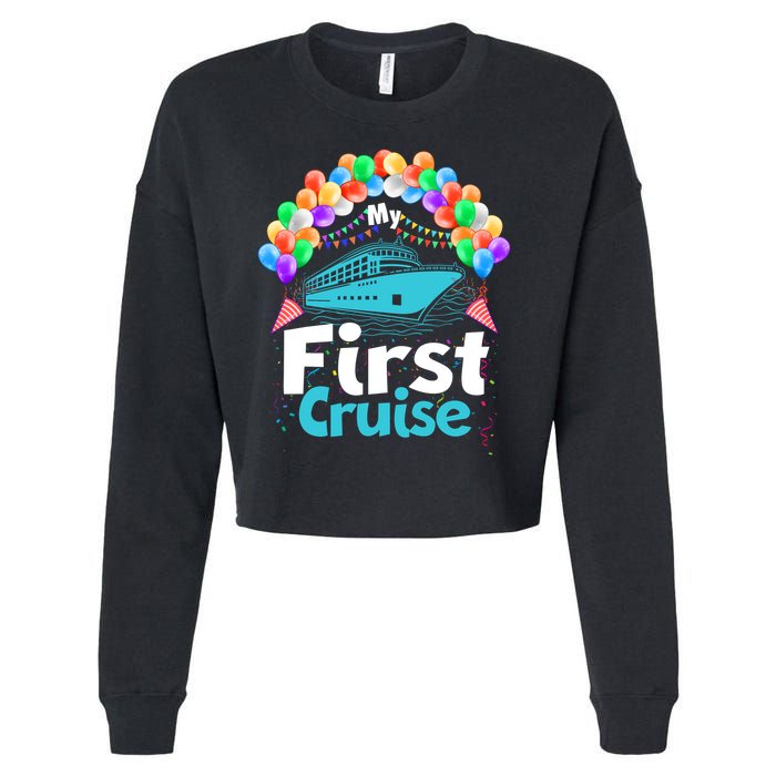 Vacation Time My First Crusie Cropped Pullover Crew