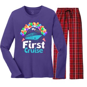 Vacation Time My First Crusie Women's Long Sleeve Flannel Pajama Set 