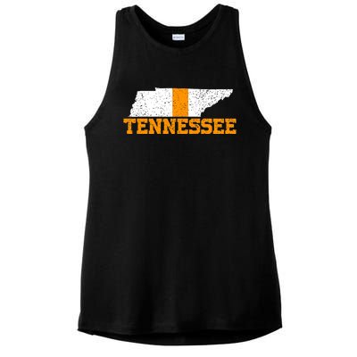 Vintage Tennessee Map Girls Boys Tennessee Ladies PosiCharge Tri-Blend Wicking Tank