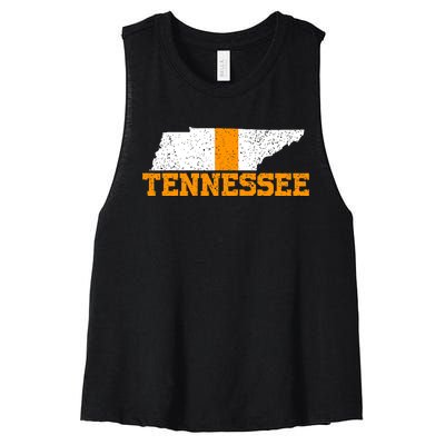 Vintage Tennessee Map Girls Boys Tennessee Women's Racerback Cropped Tank