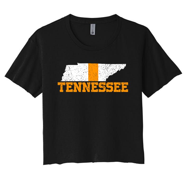 Vintage Tennessee Map Girls Boys Tennessee Women's Crop Top Tee