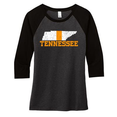 Vintage Tennessee Map Girls Boys Tennessee Women's Tri-Blend 3/4-Sleeve Raglan Shirt